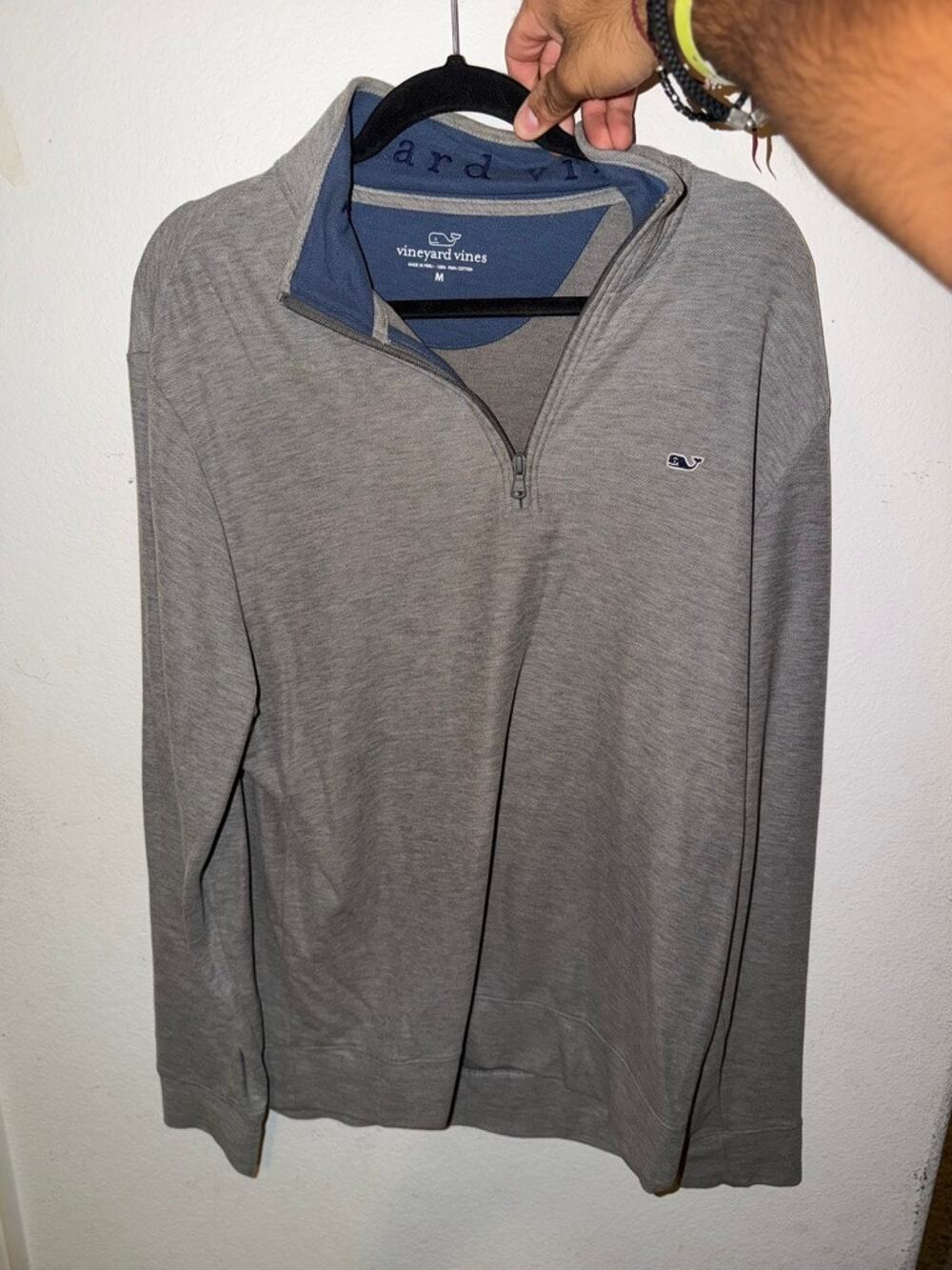Vineyard Vines Men’s Medium Heather Grey 1/4 Zip Pima Cotton Pullover